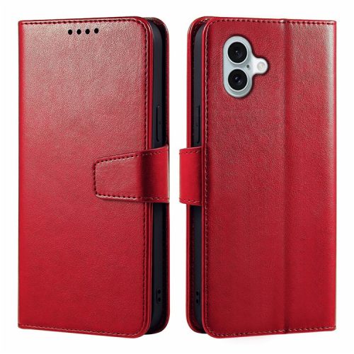 For iPhone 16 Case Card Holder Wallet Leather Phone Cover Stand - Red