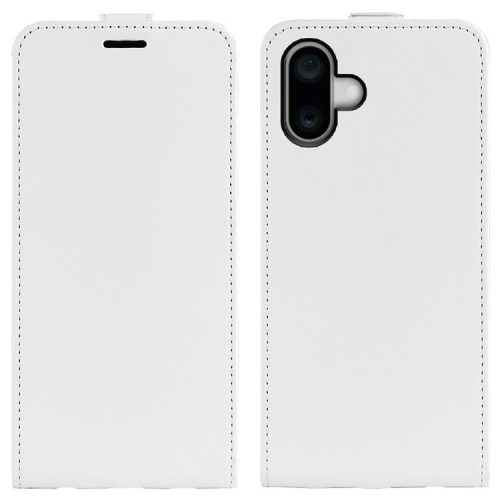 For iPhone 16 Case Card Slots Vertical Flip PU Leather Phone Cover - White