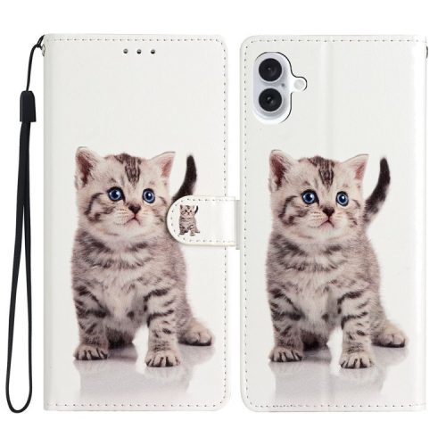 For iPhone 16 Case Card Slots Wallet Pattern Print PU Leather Phone Cover - Cute Cat