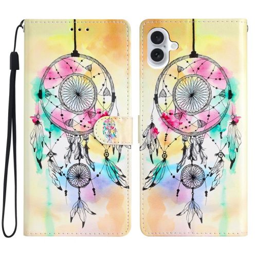 For iPhone 16 Case Card Slots Wallet Pattern Print PU Leather Phone Cover - Wind Chime