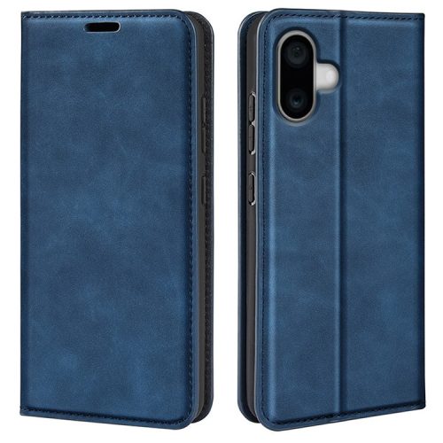 For iPhone 16 Case Card Slots Wallet Skin-Feel PU Leather Phone Cover - Blue