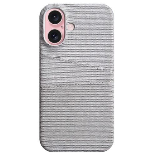 For iPhone 16 Case Cloth + PC Hard Phone Cover with Dual Card Slots - Light Grey