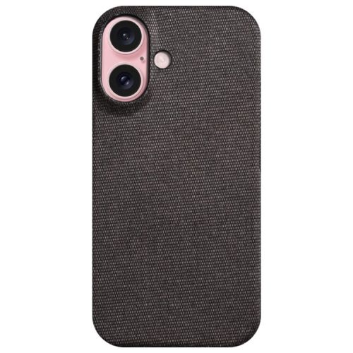 For iPhone 16 Case Cloth Texture Anti-scratch Protective PC Phone Cover - Black