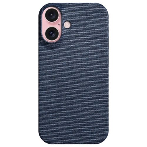 For iPhone 16 Case Cloth Texture Anti-scratch Protective PC Phone Cover - Blue