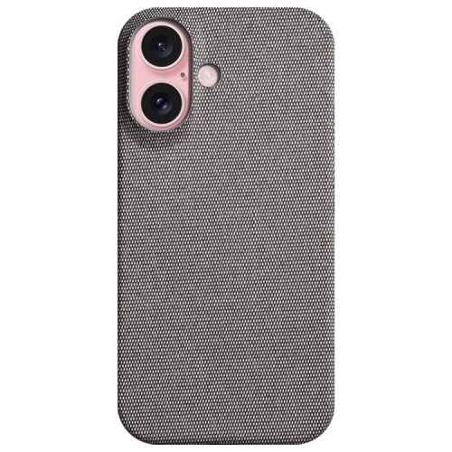 For iPhone 16 Case Cloth Texture Anti-scratch Protective PC Phone Cover - Grey