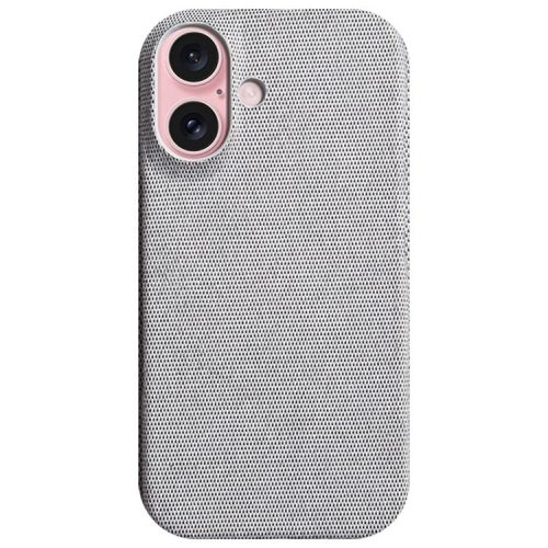 For iPhone 16 Case Cloth Texture Anti-Scratch Protective PC Phone Cover - Light Grey