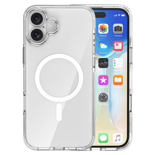 For iPhone 16 Case Compatible with MagSafe Airbag Design PC+TPU Clear Phone Cover