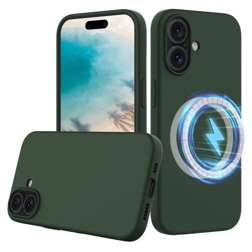 For iPhone 16 Case Compatible with MagSafe Anti-Drop Liquid Silicone Phone Cover - Dark Green