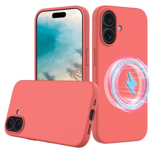 For iPhone 16 Case Compatible with MagSafe Anti-Drop Liquid Silicone Phone Cover - Hot Pink