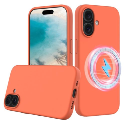 For iPhone 16 Case Compatible with MagSafe Anti-Drop Liquid Silicone Phone Cover - Orange