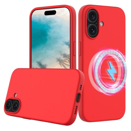 For iPhone 16 Case Compatible with MagSafe Anti-Drop Liquid Silicone Phone Cover - Red