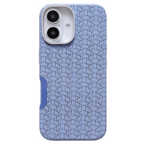 For iPhone 16 Case Compatible with MagSafe Anti-Drop PU+TPU Phone Cover Geometric Pattern - Blue