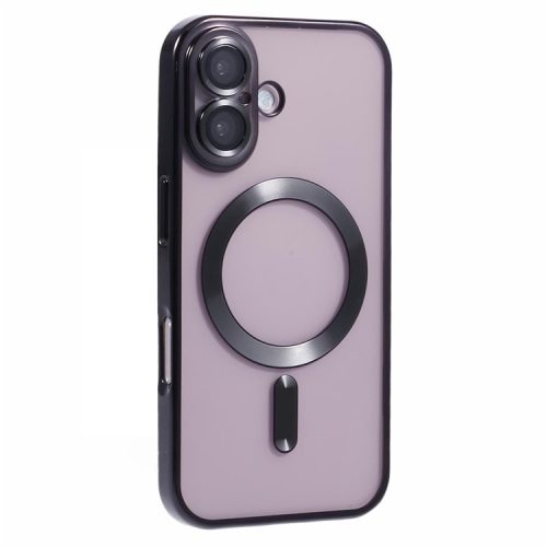 For iPhone 16 Case Compatible with Magsafe Clear TPU Phone Cover with Lens Film - Black