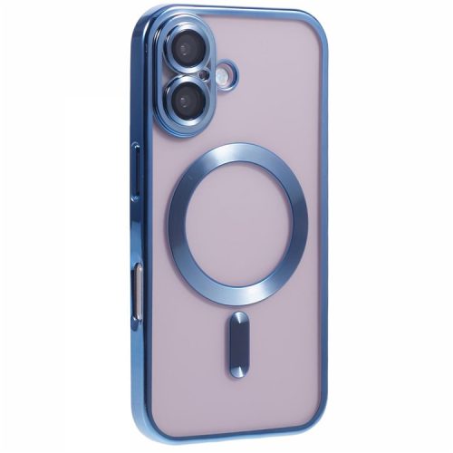 For iPhone 16 Case Compatible with Magsafe Clear TPU Phone Cover with Lens Film - Blue