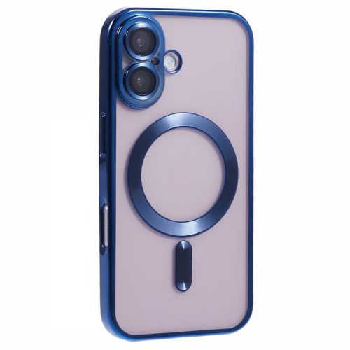 For iPhone 16 Case Compatible with Magsafe Clear TPU Phone Cover with Lens Film - Dark Blue