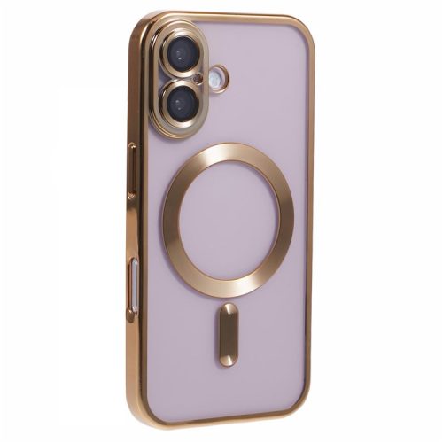 For iPhone 16 Case Compatible with Magsafe Clear TPU Phone Cover with Lens Film - Gold