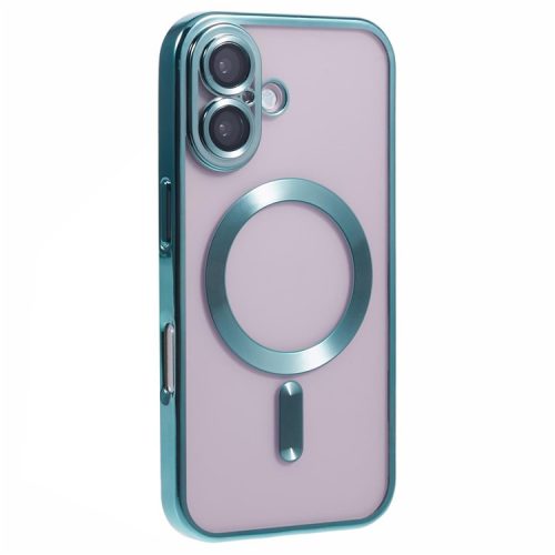 For iPhone 16 Case Compatible with Magsafe Clear TPU Phone Cover with Lens Film - Light Green