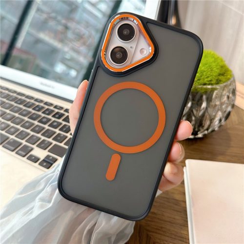 For iPhone 16 Case Compatible with MagSafe Colored Edge PC+TPU Phone Cover - Orange