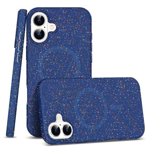 For iPhone 16 Case Compatible with MagSafe Colorful Dot Hard PC Matte Phone Cover - Blue