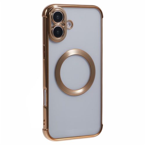 For iPhone 16 Case Compatible with MagSafe Electroplating TPU Clear Phone Cover - Gold