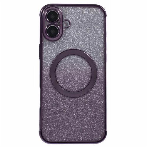 For iPhone 16 Case Compatible with MagSafe Electroplating TPU Gradient Glitter Phone Cover - Dark Purple