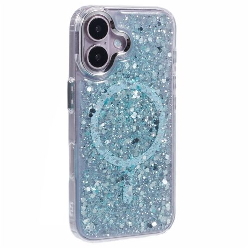 For iPhone 16 Case Compatible with MagSafe Glitter Sequin Epoxy TPU+Acrylic Phone Cover - Light Green