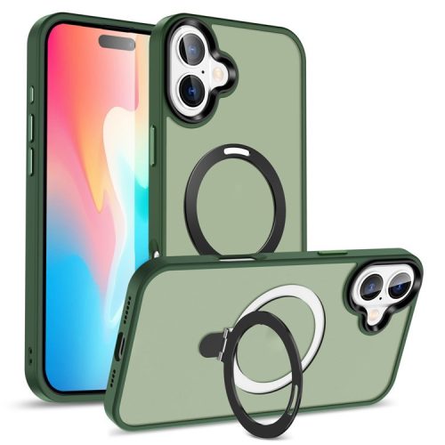 For iPhone 16 Case Compatible with MagSafe Kickstand Back Phone Cover - Green