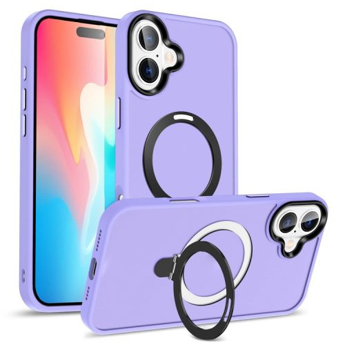 For iPhone 16 Case Compatible with MagSafe Kickstand Back Phone Cover - Purple