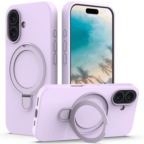 For iPhone 16 Case Compatible with MagSafe Kickstand PC + Silicone Phone Cover - Purple