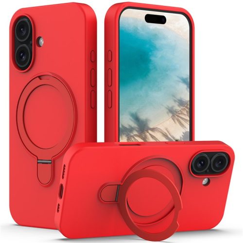 For iPhone 16 Case Compatible with MagSafe Kickstand PC + Silicone Phone Cover - Red