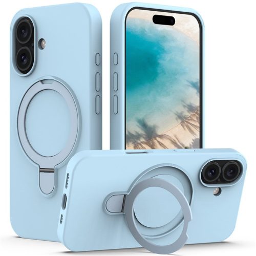 For iPhone 16 Case Compatible with MagSafe Kickstand PC + Silicone Phone Cover - Sky Blue