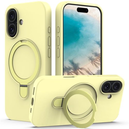 For iPhone 16 Case Compatible with MagSafe Kickstand PC + Silicone Phone Cover - Yellow