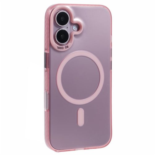 For iPhone 16 Case Compatible with MagSafe Laser Effect TPU+Acrylic Phone Cover - Pink