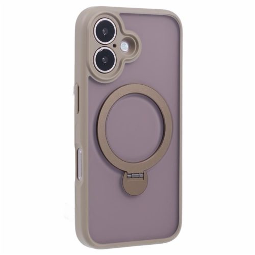 For iPhone 16 Case Compatible with MagSafe Matte TPU+PC Rotary Kickstand Phone Cover - Titanium Gold