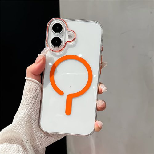 For iPhone 16 Case Compatible with MagSafe Protective TPU+PC Phone Cover - Orange