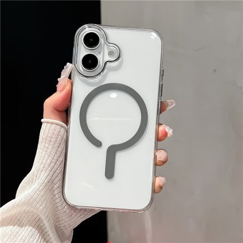 For iPhone 16 Case Compatible with MagSafe Protective TPU+PC Phone Cover - Titanium Grey