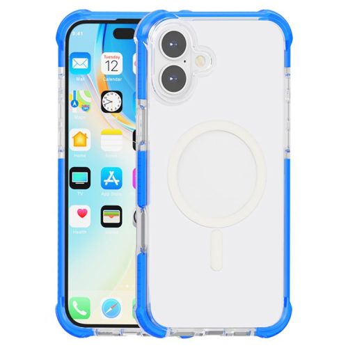 For iPhone 16 Case Compatible with MagSafe Reinforced Corners TPU+Acrylic+TPE Phone Cover - Blue