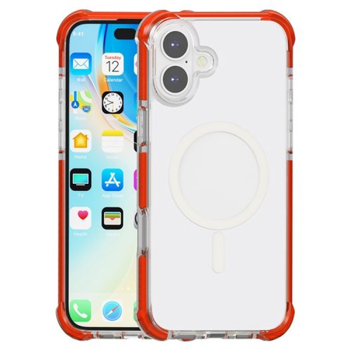 For iPhone 16 Case Compatible with MagSafe Reinforced Corners TPU+Acrylic+TPE Phone Cover - Red