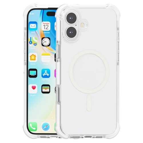 For iPhone 16 Case Compatible with MagSafe Reinforced Corners TPU+Acrylic+TPE Phone Cover - White