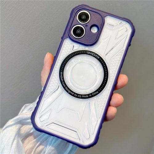 For iPhone 16 Case Compatible with MagSafe Shockproof TPU+PC Phone Cover - Purple