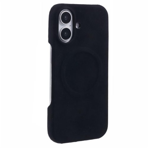 For iPhone 16 Case Compatible with MagSafe Skin-Touch Leather+PC Back Cover - Black