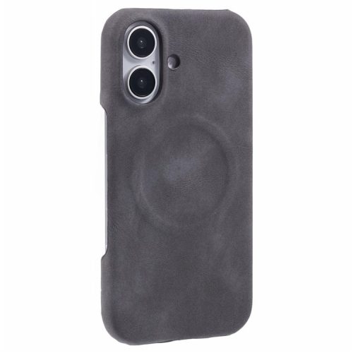 For iPhone 16 Case Compatible with MagSafe Skin-touch Leather+PC Back Cover - Grey