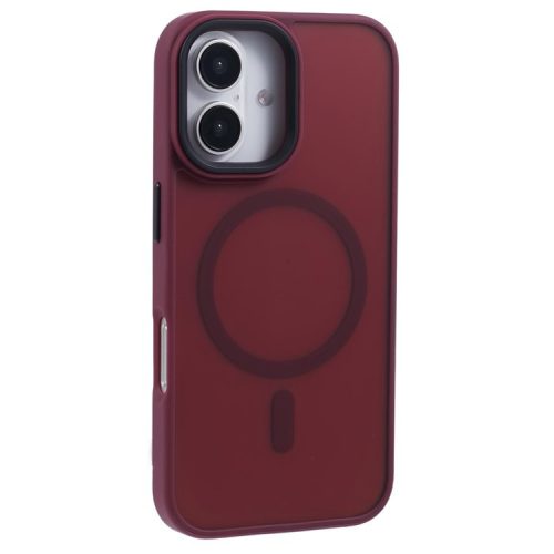 For iPhone 16 Case Compatible with MagSafe Skin-Touch PC+TPU Phone Cover - Wine Red