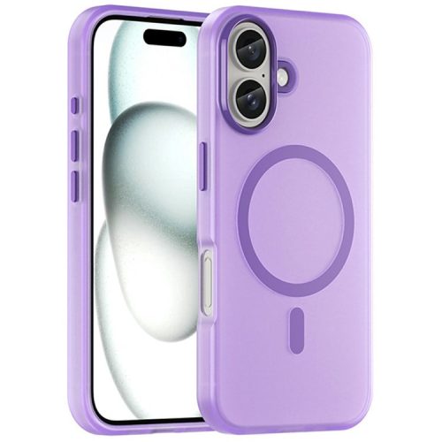 For iPhone 16 Case Compatible with MagSafe TPU + PC Slim Matte Translucent Phone Cover - Dark Purple