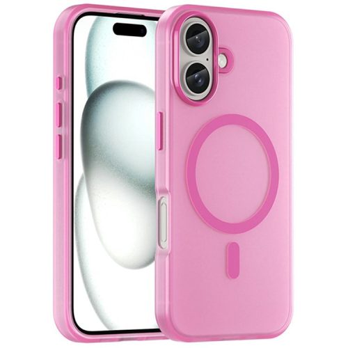 For iPhone 16 Case Compatible with MagSafe TPU + PC Slim Matte Translucent Phone Cover - Pink