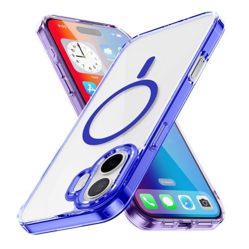 For iPhone 16 Case Compatible with MagSafe TPU+PC Transparent Phone Cover - Blue