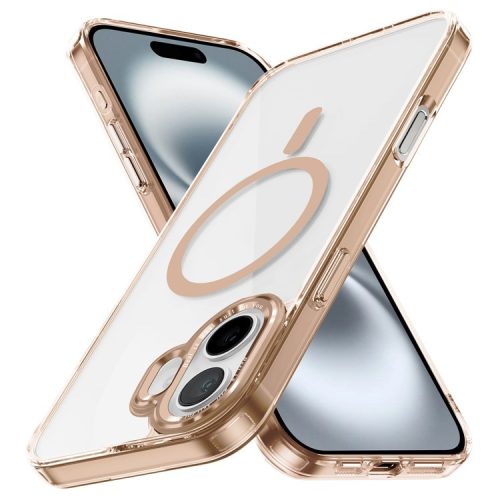 For iPhone 16 Case Compatible with MagSafe TPU+PC Transparent Phone Cover - Gold