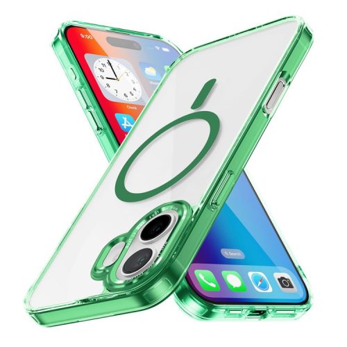 For iPhone 16 Case Compatible with MagSafe TPU+PC Transparent Phone Cover - Green