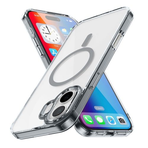 For iPhone 16 Case Compatible with MagSafe TPU+PC Transparent Phone Cover - Grey