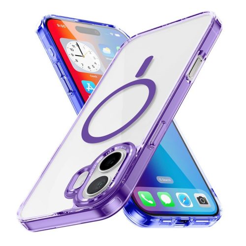 For iPhone 16 Case Compatible with MagSafe TPU+PC Transparent Phone Cover - Purple